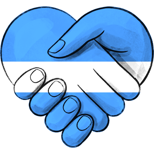 Clasped hands in the flag colours of Somalia